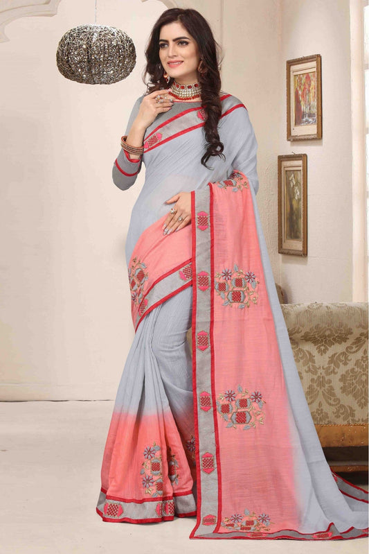 Pink Colour Cotton Silk Designer Saree