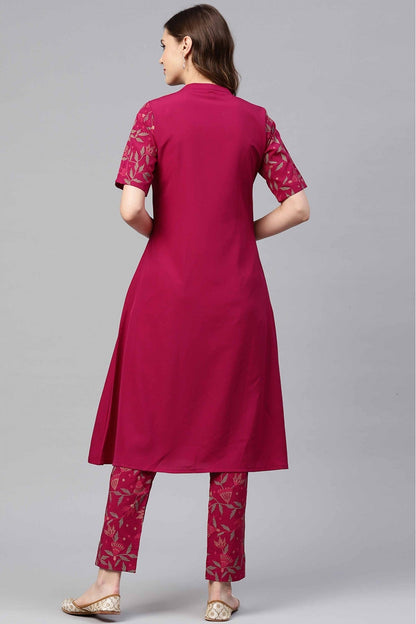 Pink Colour Crepe Foil Print Kurti