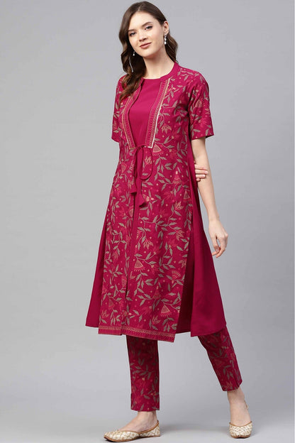 Pink Colour Crepe Foil Print Kurti