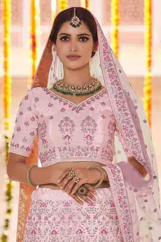 Pink Colour Crepe Sequins Work Lehenga Choli