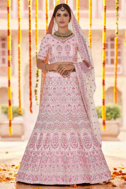 Pink Colour Crepe Sequins Work Lehenga Choli