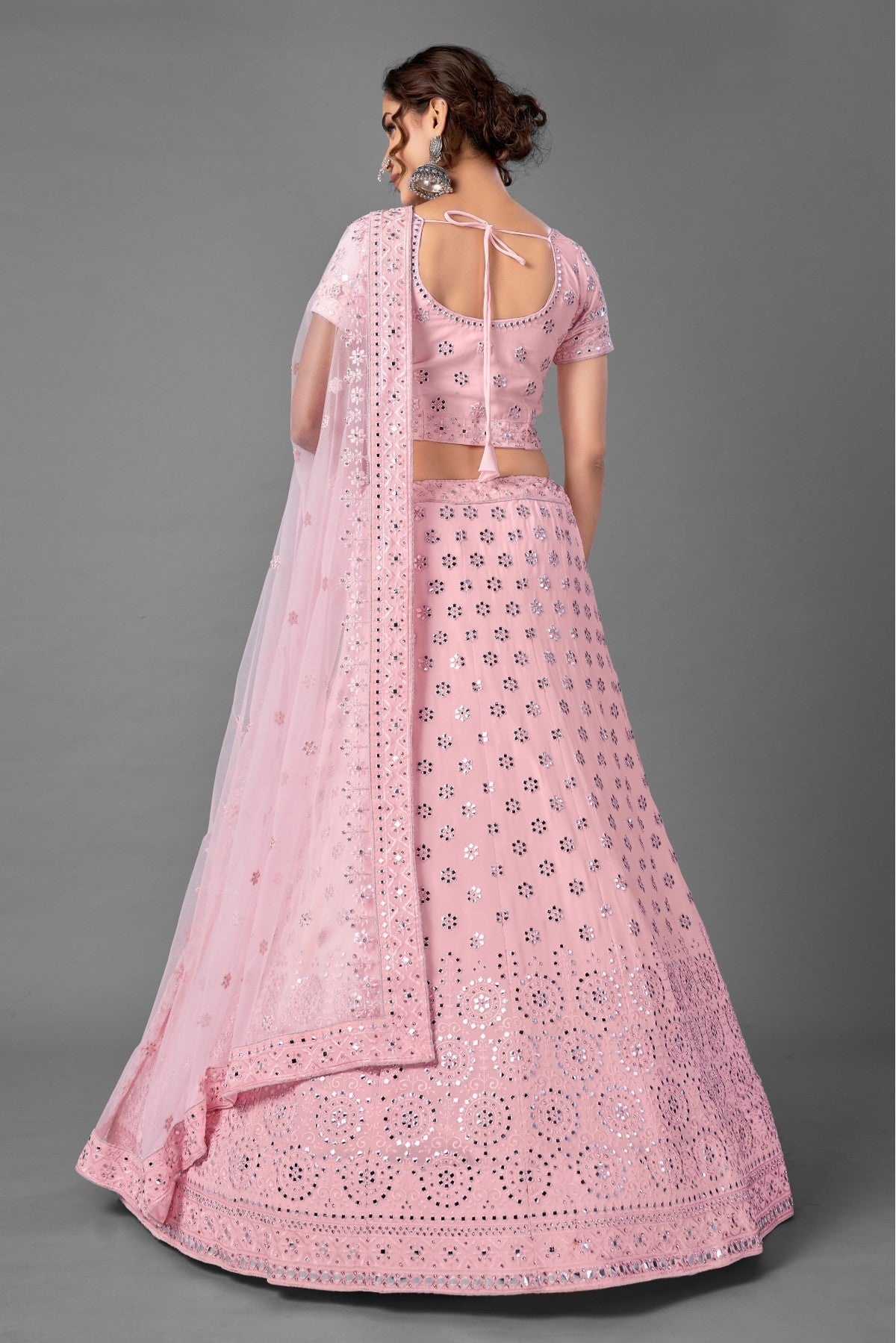 Pink Colour Georgette Embroidery Lehenga Choli