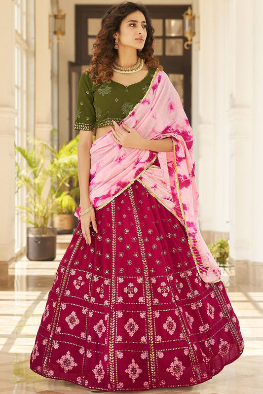 Pink Colour Georgette Embroidery Lehenga Choli