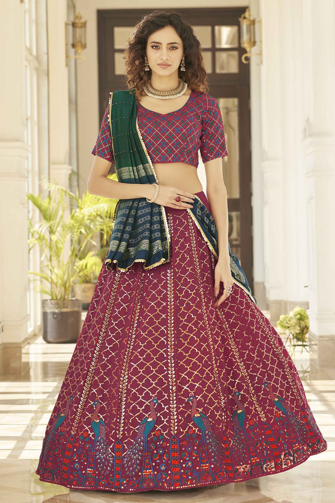 Pink Colour Georgette Embroidery Lehenga Choli