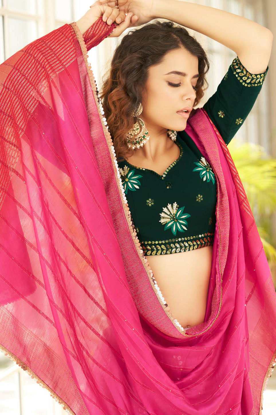 Pink Colour Georgette Embroidery Lehenga Choli