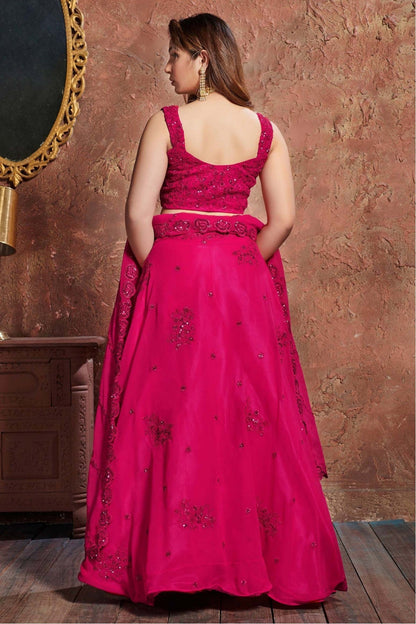 Pink Colour Georgette Lehenga Choli