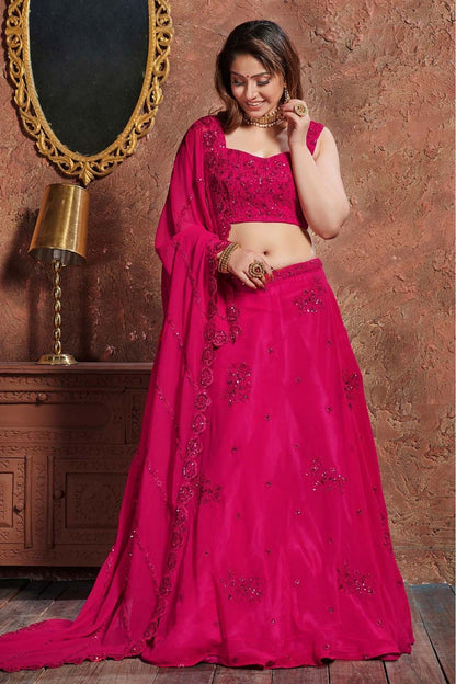 Pink Colour Georgette Lehenga Choli