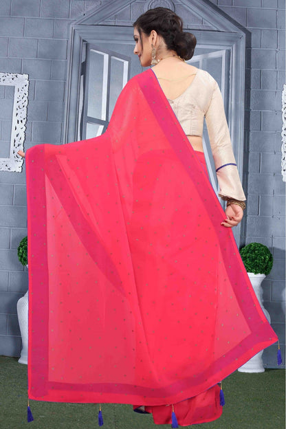 Pink Colour Georgette Party Wear Saree