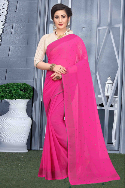 Pink Colour Georgette Party Wear Saree