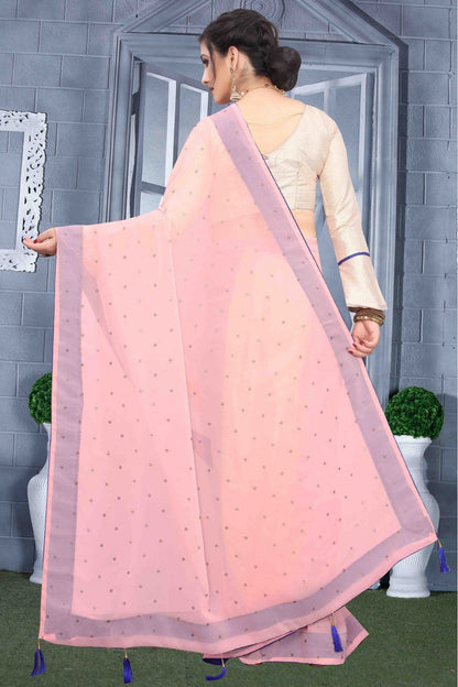 Pink Colour Georgette Party Wear Saree