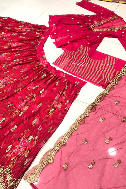 Pink Colour Georgette Silk Lehenga Choli