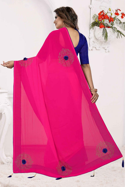 Pink Colour Georgette Traditional Saree