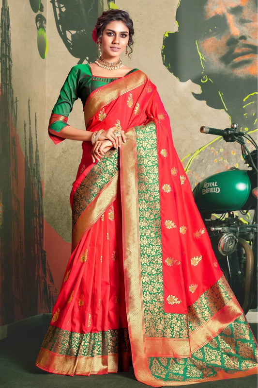 Pink Colour Jacquard Silk Traditional Saree