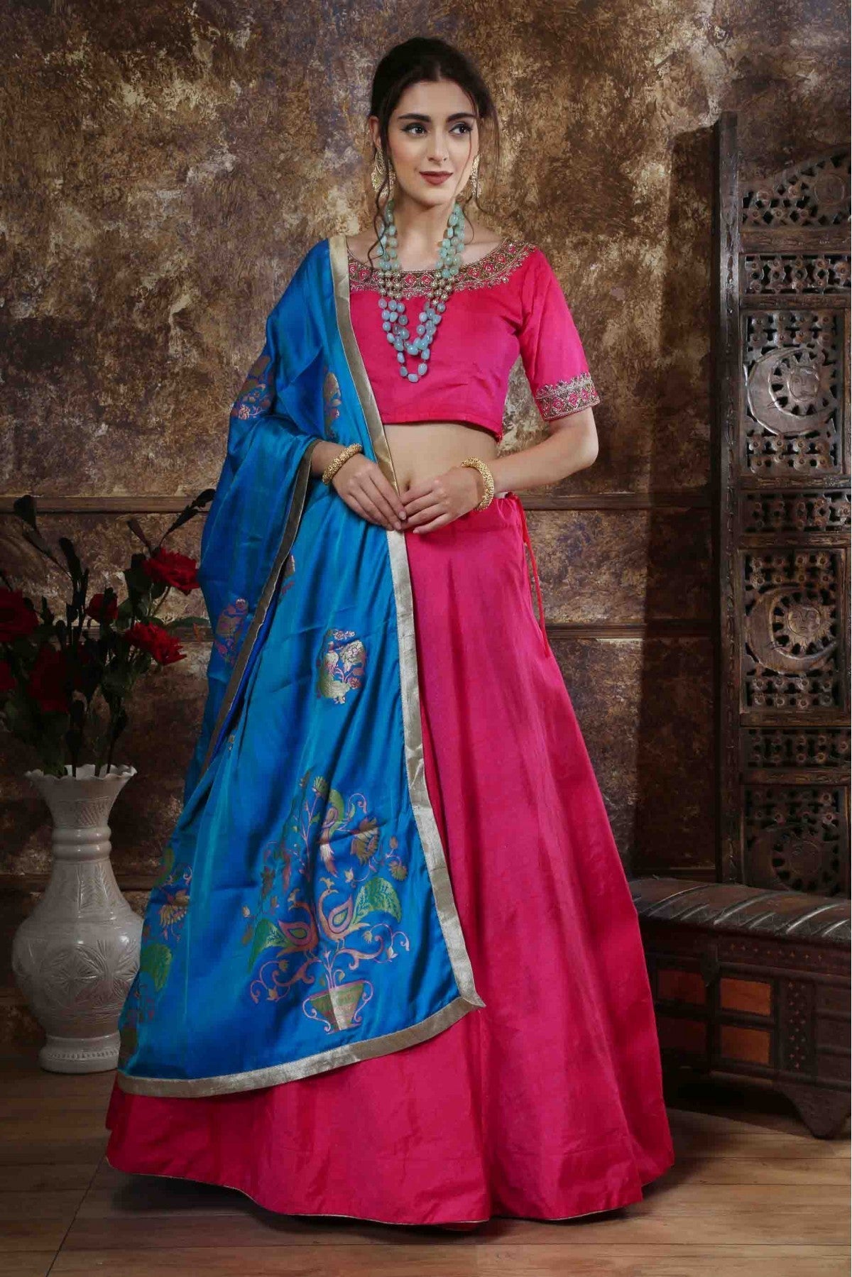 Pink Colour Mastani Silk Embroidery Lehenga Choli