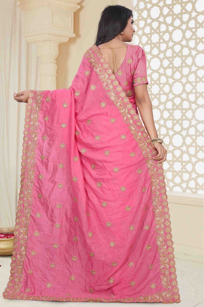 Pink Colour Mayo Silk Designer Saree