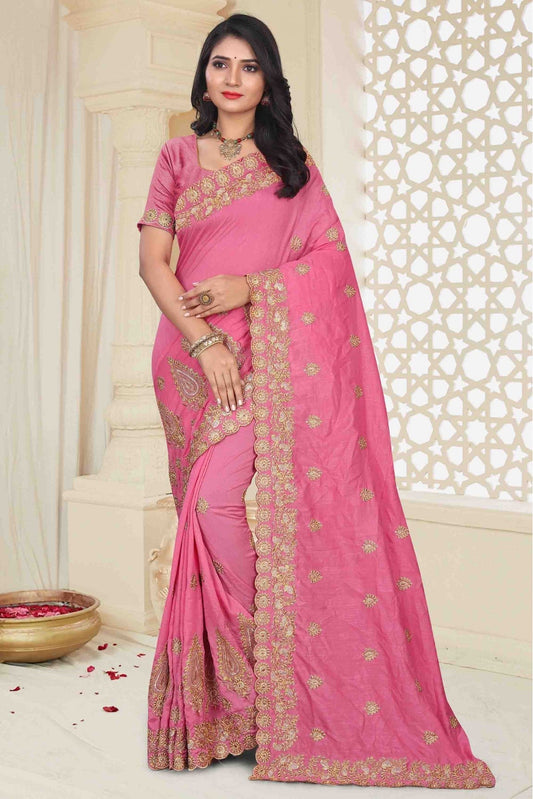 Pink Colour Mayo Silk Designer Saree