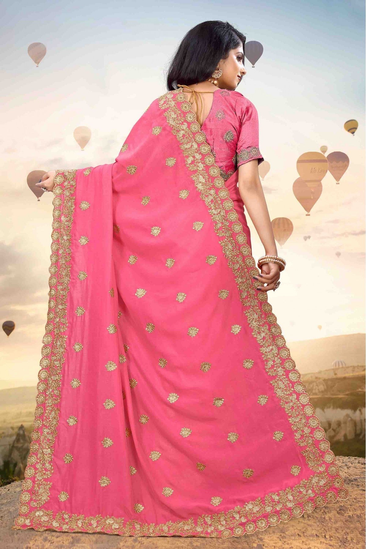 Pink Colour Mayo Silk Designer Saree