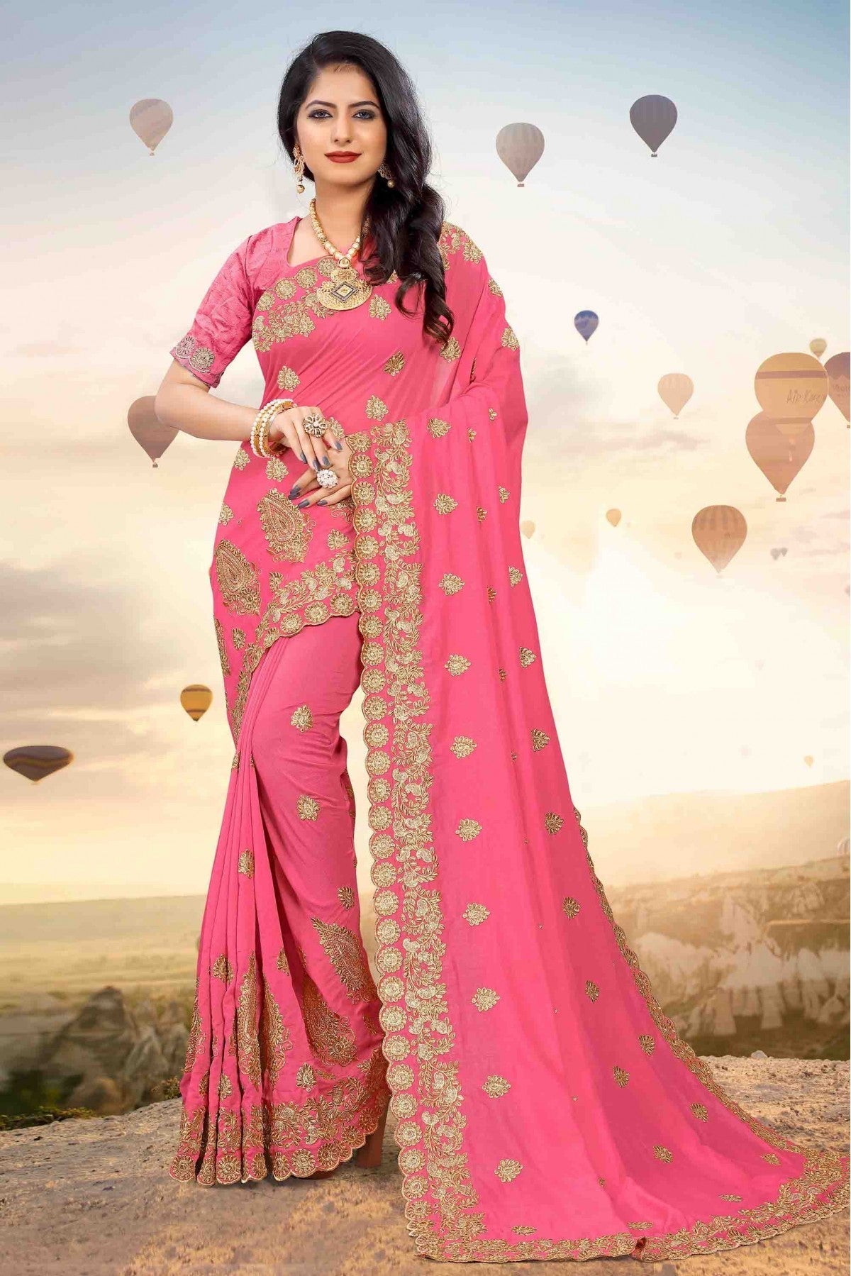 Pink Colour Mayo Silk Designer Saree