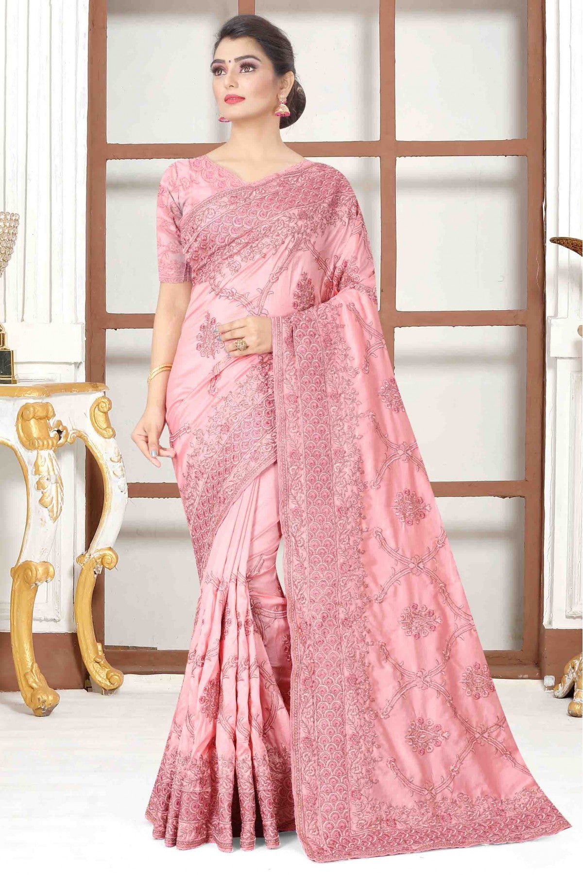 Pink Colour Modal Silk Designer Saree