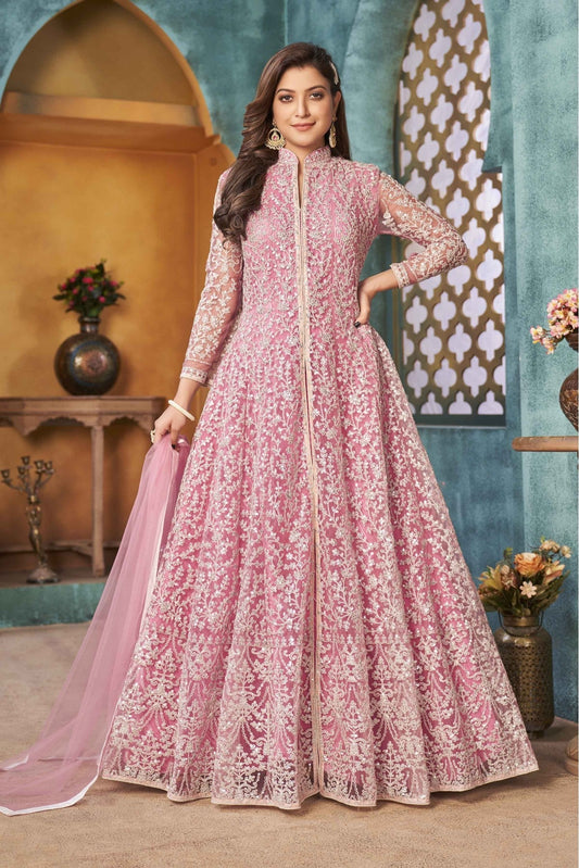 Pink Colour Net Anarkali Suit