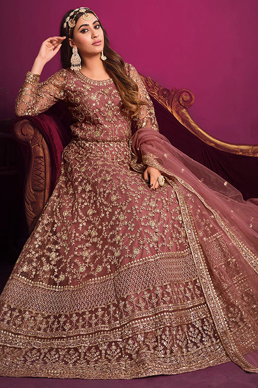 Pink Colour Net Anarkali Suit