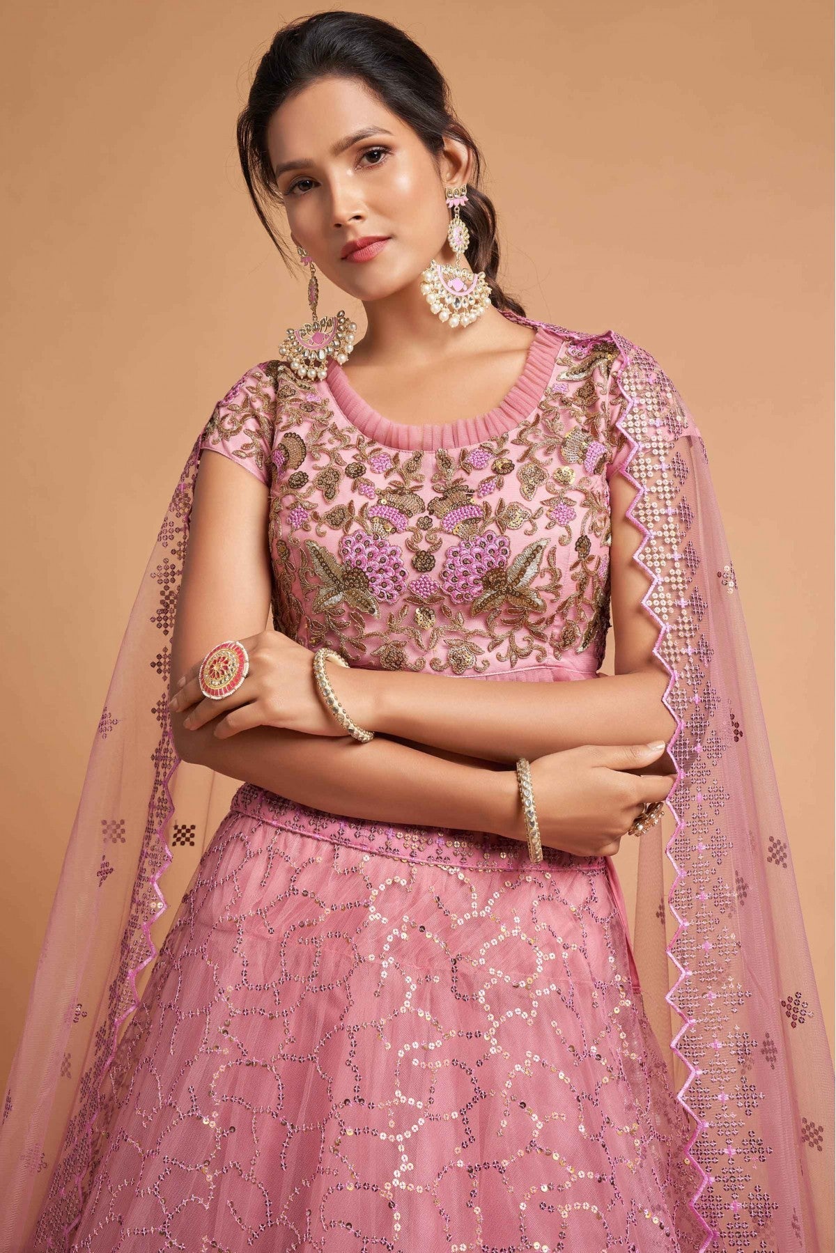 Pink Colour Net Lehenga Choli