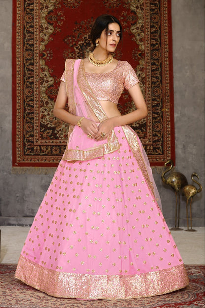 Pink Colour Net Sequence Lehenga Choli