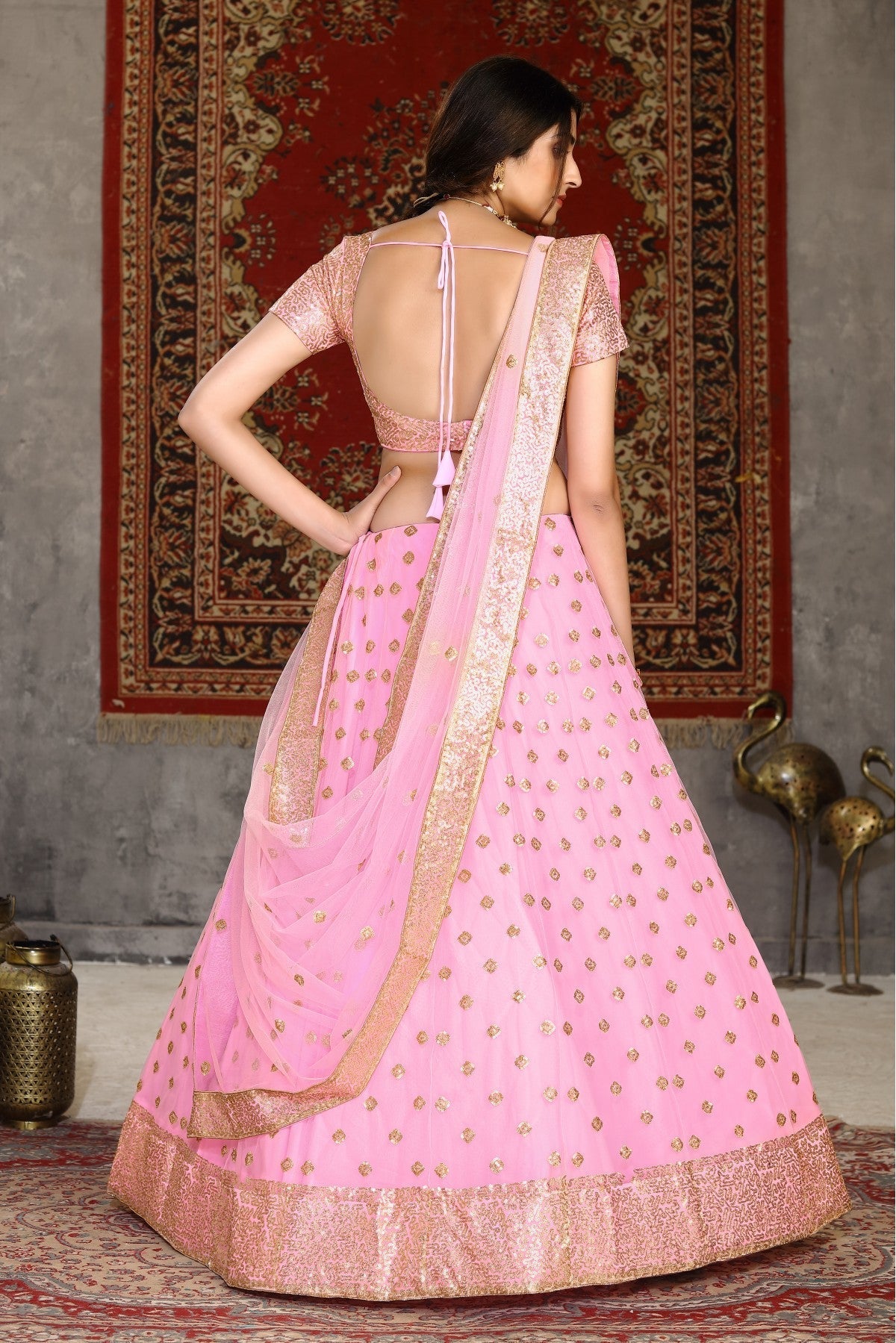 Pink Colour Net Sequence Lehenga Choli