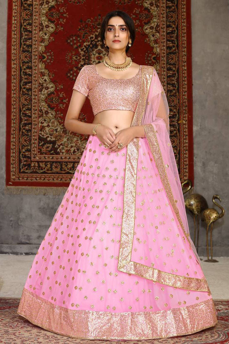 Pink Colour Net Sequence Lehenga Choli