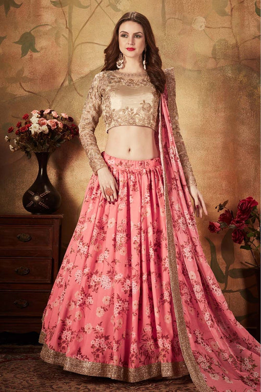 Pink Colour Organza Lehenga Choli