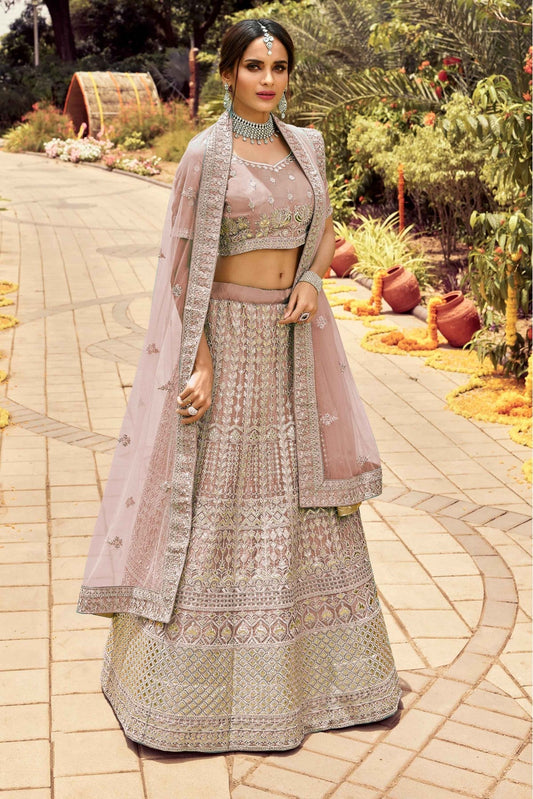 Pink Colour Organza Resham Work Lehenga Choli