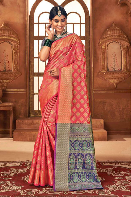 Pink Colour Patola Silk Woven Saree