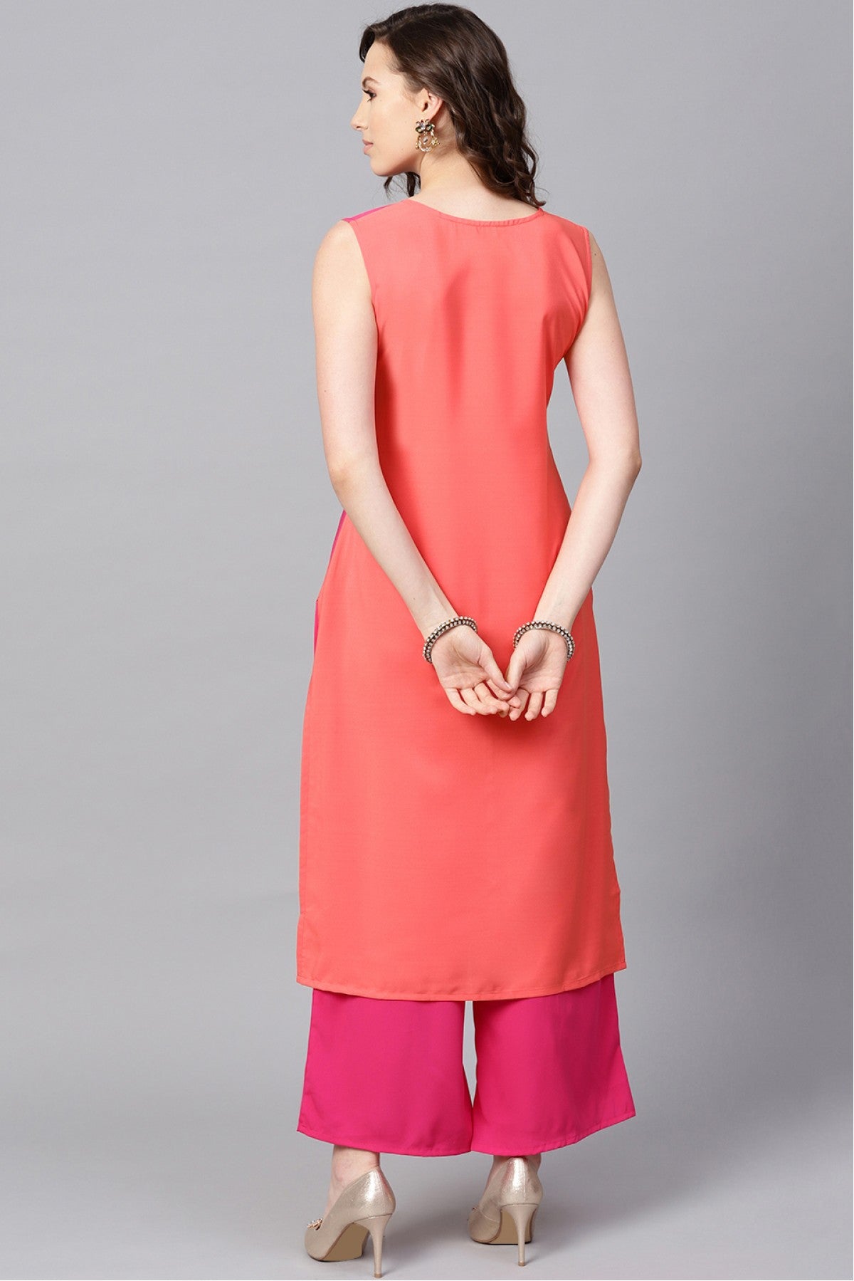 Pink Colour Plus Size Crepe Kurta Set