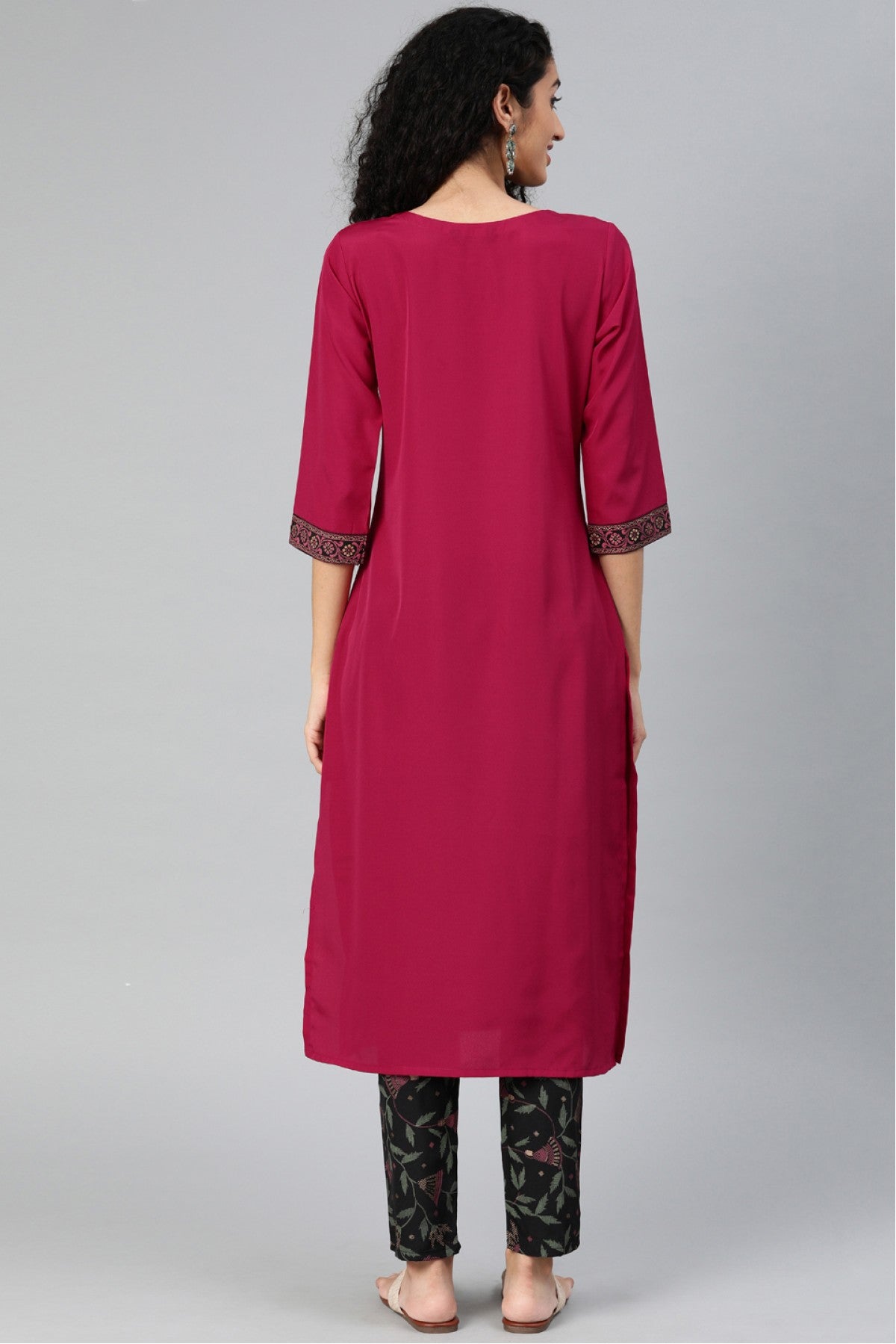 Pink Colour Plus Size Crepe Kurta Set