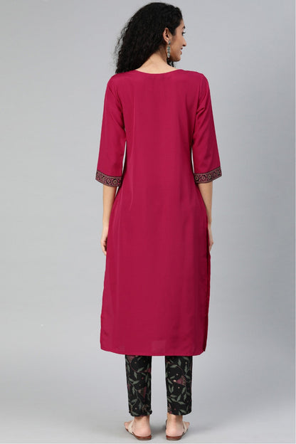 Pink Colour Plus Size Crepe Kurti