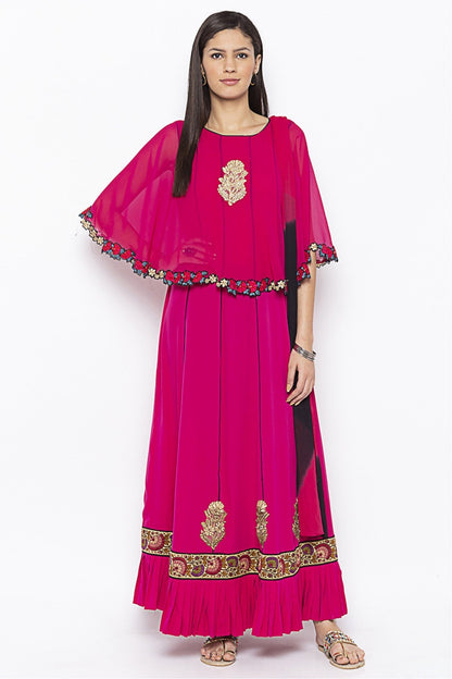 Pink Colour Plus Size Stitched American Crepe Embroidery Palazzo Pant Suit