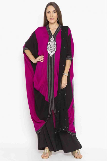 Pink Colour Plus Size Stitched Cotton Embroidery Palazzo Pant Suit