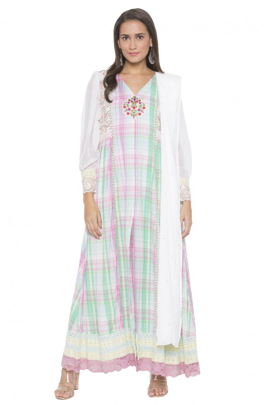 Pink Colour Plus Size Stitched Cotton Embroidery Pant Style Suit