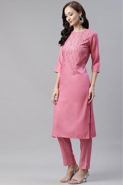 Pink Colour Rayon Digital Print Kurti