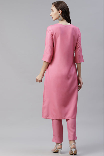 Pink Colour Rayon Digital Print Kurti