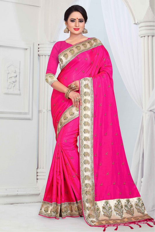 Pink Colour Sana Silk Woven Saree