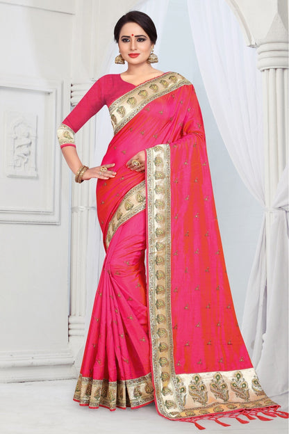 Pink Colour Sana Silk Woven Saree