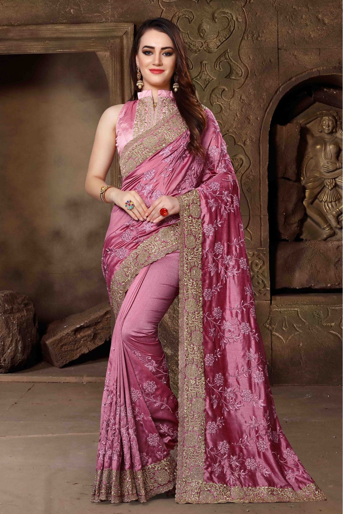 Pink Colour Silk Designer Saree