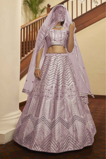 Pink Colour Silk Embroidery Lehenga Choli