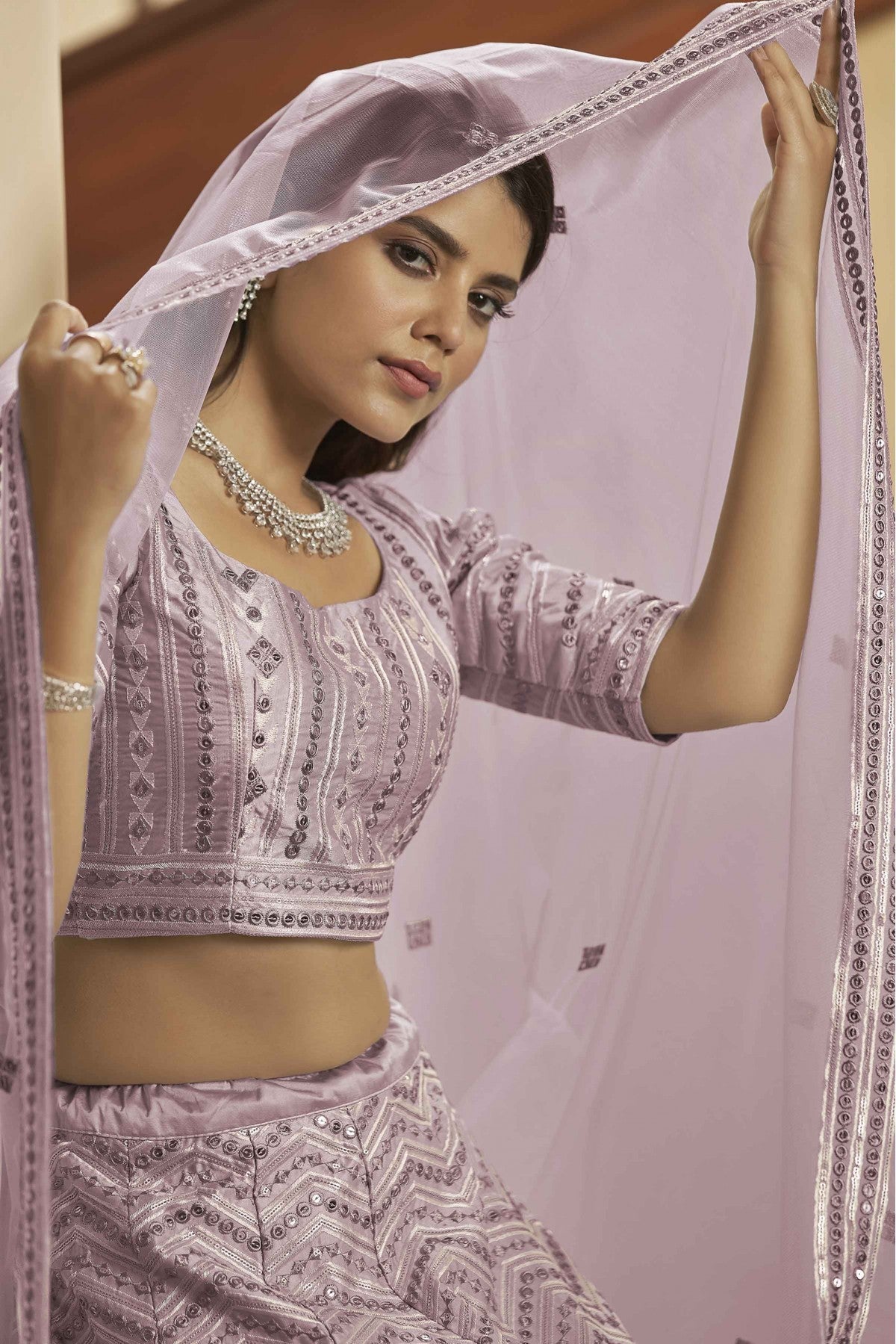 Pink Colour Silk Embroidery Lehenga Choli