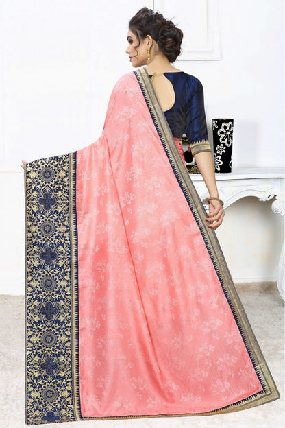 Pink Colour Silk Jacqaurd Embroidery Saree