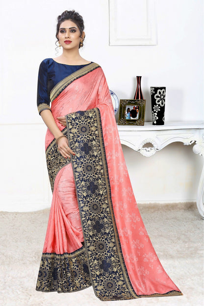 Pink Colour Silk Jacqaurd Embroidery Saree