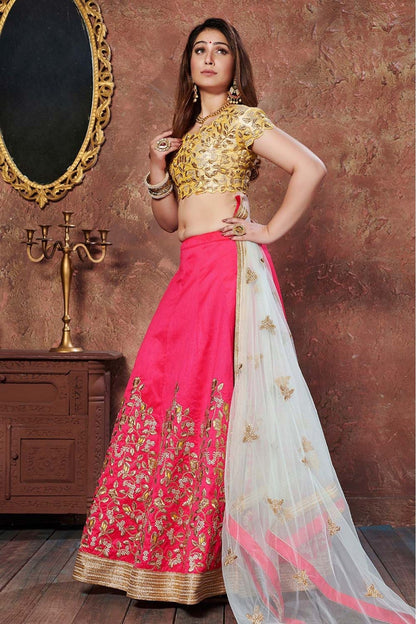 Pink Colour Silk Lehenga Choli