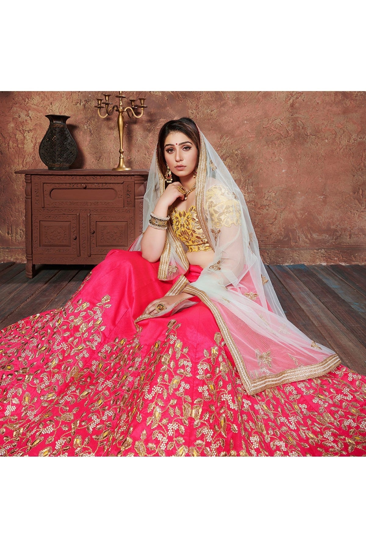 Pink Colour Silk Lehenga Choli