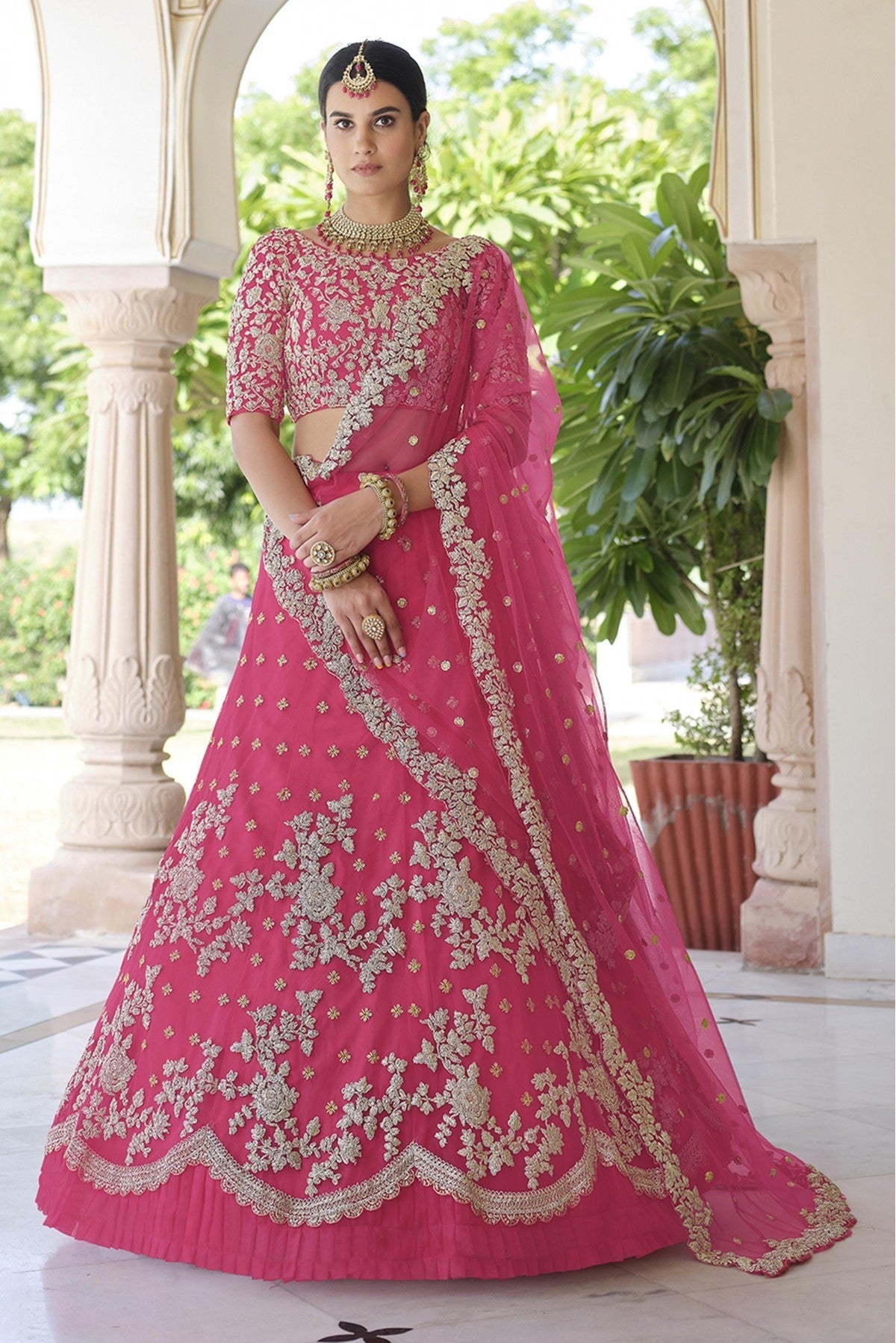 Pink Colour Soft Net Sequins Work Lehenga Choli